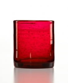 The eye-catching Iris double old-fashioned glass makes a big impact in any setting with a bold ruby hue and tiny bubbles trapped in dishwasher-safe glass. From Artland. The eye-catching Iris double old-fashioned glass makes a big impact in any setting with a bold ruby hue and tiny bubbles trapped in dishwasher-safe glass. From Artland.