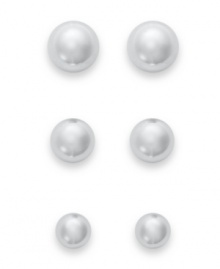 Polish your look for every occasion. Giani Bernini's shiny set of three stud earrings comes in 4, 5 and 6 mm diameters. Set in sterling silver with a post backing. Polish your look for every occasion. Giani Bernini's shiny set of three stud earrings comes in 4, 5 and 6 mm diameters. Set in sterling silver with a post backing.
