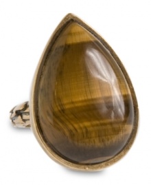 Neutrals can lend intrigue to your style. Teardrop-cut semi-precious tiger's eye adds a natural touch to Lucky Brand's cocktail ring. Set in gold tone mixed metal. Sizes 7. Neutrals can lend intrigue to your style. Teardrop-cut semi-precious tiger's eye adds a natural touch to Lucky Brand's cocktail ring. Set in gold tone mixed metal. Sizes 7.