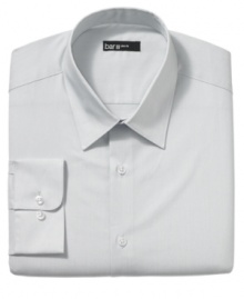Give your workweek look a lift with the sophisticated style and modern fit of this sharp bar III dress shirt. Give your workweek look a lift with the sophisticated style and modern fit of this sharp bar III dress shirt.