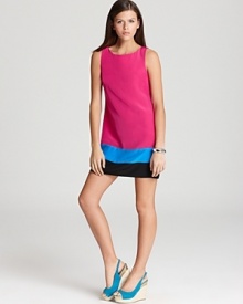 Work the color-block trend to perfection in this Akiko dress, cut in a '60s-inspired shift silhouette for a retro edge. Work the color-block trend to perfection in this Akiko dress, cut in a '60s-inspired shift silhouette for a retro edge.