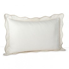 An elegant collection, trimmed in softly hued sateen for a dose of glamour. Sham is tailored in airy pique with a scalloped edge. An elegant collection, trimmed in softly hued sateen for a dose of glamour. Sham is tailored in airy pique with a scalloped edge.