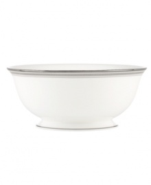 Dressed in soft grays and ribbons of platinum, the Palmetto Bay serving bowl by kate spade makes your table a destination for modern elegance. Dressed in soft grays and ribbons of platinum, the Palmetto Bay serving bowl by kate spade makes your table a destination for modern elegance.