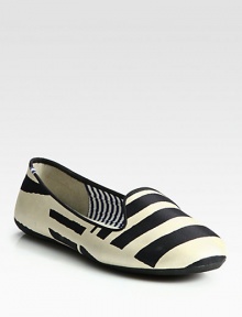 A striped preppy favorite of the finest satin, constructed completely by hand. Satin upperLeather liningRubber solePadded insoleImported A striped preppy favorite of the finest satin, constructed completely by hand. Satin upperLeather liningRubber solePadded insoleImported