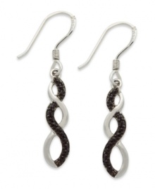 A beauty that lasts. Victoria Townsend's infinity-shaped earrings are crafted from sterling silver with black diamond accents adding an elegant touch. Approximate drop: 1-1/2 inches. A beauty that lasts. Victoria Townsend's infinity-shaped earrings are crafted from sterling silver with black diamond accents adding an elegant touch. Approximate drop: 1-1/2 inches.