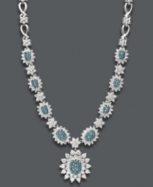 A stunning splash of color. Bella Bleu by Effy Collection's intriguing design captures the essence of glamour with a sparkling mix of round-cut blue diamonds (5/8 ct. t.w.) encircled by round-cut white diamonds (1-5/8 ct. t.w.). Set in 14k white gold. Approximate length: 18 inches. Approximate center drop: 1 inch. A stunning splash of color. Bella Bleu by Effy Collection's intriguing design captures the essence of glamour with a sparkling mix of round-cut blue diamonds (5/8 ct. t.w.) encircled by round-cut white diamonds (1-5/8 ct. t.w.). Set in 14k white gold. Approximate length: 18 inches. Approximate center drop: 1 inch.