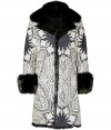 Ladylike style goes luxe with this psychedelic-inspired printed coat from Etro boasting a sumptuous fox fur lining - Large fur collar, long sleeves with fur cuffs, concealed front placket with fur trim, all-over print - Straight tailored fit - Pair with a slinky cocktail sheath, classic black strappy heels, and simple clutch