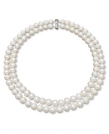 Little things can make big impressions. Belle de Mer's dual-strand necklace features cultured freshwater pearls (9-1/2-10-1/2 mm) and a sterling silver clasp. Approximate length: 19 inches. Little things can make big impressions. Belle de Mer's dual-strand necklace features cultured freshwater pearls (9-1/2-10-1/2 mm) and a sterling silver clasp. Approximate length: 19 inches.
