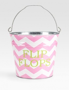 A galvanized bucket is a convenient spot for all of your beach and pool gear, from flip flops to kids toys. It's also a clever gift basket, ready to fill and give to a favorite beachcomber. Top handle 11H X 11 diameter Made in USA FOR PERSONALIZATION Select a quantity, then scroll down and click on PERSONALIZE & ADD TO BAG to choose and preview your monogramming options. Please allow 3-4 weeks for delivery. A galvanized bucket is a convenient spot for all of your beach and pool gear, from flip flops to kids toys. It's also a clever gift basket, ready to fill and give to a favorite beachcomber. Top handle 11H X 11 diameter Made in USA FOR PERSONALIZATION Select a quantity, then scroll down and click on PERSONALIZE & ADD TO BAG to choose and preview your monogramming options. Please allow 3-4 weeks for delivery.