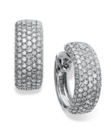 Two of a girl's favorite things combine on these glam hoop earrings from Trio by EFFY Collection. Pave-set diamonds shine (7/8 ct. t.w.) in a polished 14k white gold setting. Approximate diameter: 3/4 inch. Two of a girl's favorite things combine on these glam hoop earrings from Trio by EFFY Collection. Pave-set diamonds shine (7/8 ct. t.w.) in a polished 14k white gold setting. Approximate diameter: 3/4 inch.