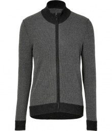 Chilly days call for sleek knitwear, and Michael Kors two-tone waffle knit cardigan guarantees an urban-cool finish to your look - Stand-up collar, front zip, long sleeves, fine ribbed trim, slim fit - Pair with tailored trousers and lace-ups, or dress down with tees and favorite jeans Chilly days call for sleek knitwear, and Michael Kors two-tone waffle knit cardigan guarantees an urban-cool finish to your look - Stand-up collar, front zip, long sleeves, fine ribbed trim, slim fit - Pair with tailored trousers and lace-ups, or dress down with tees and favorite jeans