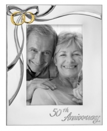 Golden anniversary. Look back on 50 years together with this Best Wishes picture frame, featuring polished silver plate embellished with goldtone detail and 50th Anniversary. A thoughtful gift, from Lenox. Qualifies for Rebate