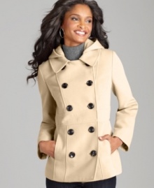 A defined waistline creates a feminine silhouette on Style&co.'s classic pea coat! (Clearance) A defined waistline creates a feminine silhouette on Style&co.'s classic pea coat! (Clearance)