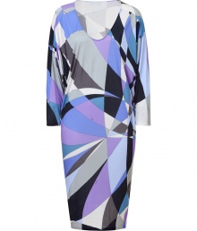 The classic Pucci print gets a modern makeover with this trend-right jersey dress - V-neck, dolman sleeves, oversized silhouette, all-over graphic print - Pair with embellished ballet flats and a statement necklace