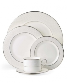 A sweet lace pattern combines with platinum borders to add graceful elegance to your tabletop. The classic shape and pristine white shade make the Venetian Lace place settings a timeless addition to any meal. From Lenox's dinnerware and dishes collection. Qualifies for Rebate A sweet lace pattern combines with platinum borders to add graceful elegance to your tabletop. The classic shape and pristine white shade make the Venetian Lace place settings a timeless addition to any meal. From Lenox's dinnerware and dishes collection. Qualifies for Rebate