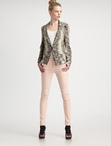 The classic single-button blazer, updated in an eye-popping snake-print silk.Notch collarLong sleevesSingle button closureSlash pocketsVented backAbout 25 from shoulder to hemSilkDry cleanImportedModel shown is 5'10 (177cm) wearing US size Small. The classic single-button blazer, updated in an eye-popping snake-print silk.Notch collarLong sleevesSingle button closureSlash pocketsVented backAbout 25 from shoulder to hemSilkDry cleanImportedModel shown is 5'10 (177cm) wearing US size Small.
