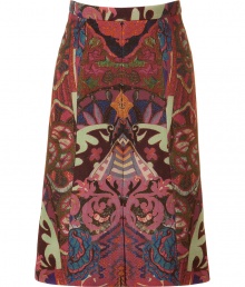 Elegant skirt made ..of fine wool stretch - Typical Etro paisley print in brown, red and rose - Feminine, lightly swaying A-line - In a pleasant, just above the knee length - Pair with monochrome tie blouses, delicate cashmere pullovers, blazers or twin sets and pumps or mules Elegant skirt made ..of fine wool stretch - Typical Etro paisley print in brown, red and rose - Feminine, lightly swaying A-line - In a pleasant, just above the knee length - Pair with monochrome tie blouses, delicate cashmere pullovers, blazers or twin sets and pumps or mules