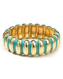 Make Kenneth Jay Lane's vintage-inspired style your signature with this turquoise ridged cuff, rimmed in gold. It's a classic choice with cool credentials. Make Kenneth Jay Lane's vintage-inspired style your signature with this turquoise ridged cuff, rimmed in gold. It's a classic choice with cool credentials.
