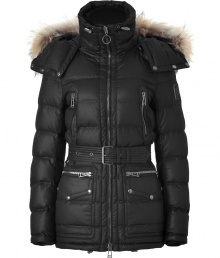 Stay warm in high style with this ultra-luxe down jacket from Belstaff - Stand collar, luxe fur-trimmed hood with snaps and toggle, front zip closure, quilting at shoulders and on sleeves, belted waist, zip pockets and cuffs, flap hip pockets - Style with skinny jeans and shearling booties Stay warm in high style with this ultra-luxe down jacket from Belstaff - Stand collar, luxe fur-trimmed hood with snaps and toggle, front zip closure, quilting at shoulders and on sleeves, belted waist, zip pockets and cuffs, flap hip pockets - Style with skinny jeans and shearling booties