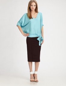 EXCLUSIVELY AT SAKS. Gorgeous silk georgette billows around the body in a shapely blouson silhouette cinched with a chic tie-front waist.V necklineDropped shouldersBlouson sleeves with pleated trimBlouson bodiceWrap-front sash at waistAbout 24 from shoulder to hem95% silk/5% spandexDry cleanImportedModel shown is 5'10 (177cm) wearing US size 4.OUR FIT MODEL RECOMMENDS ordering true size. EXCLUSIVELY AT SAKS. Gorgeous silk georgette billows around the body in a shapely blouson silhouette cinched with a chic tie-front waist.V necklineDropped shouldersBlouson sleeves with pleated trimBlouson bodiceWrap-front sash at waistAbout 24 from shoulder to hem95% silk/5% spandexDry cleanImportedModel shown is 5'10 (177cm) wearing US size 4.OUR FIT MODEL RECOMMENDS ordering true size.