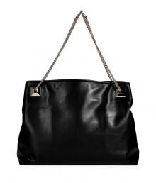 Glamorize every look with Valentinos jet black leather shoulder bag, detailed with oversized rockstuds and a chain-link strap for that impossibly ladylike feel - Embossed logo, removable chain shoulder strap with oversized rockstuds at base, two inside sections, zippered middle sectional pocket, zippered back wall pocket, two front wall slot pockets, protective feet - Carry as a sleek polish to day and evening looks alike Glamorize every look with Valentinos jet black leather shoulder bag, detailed with oversized rockstuds and a chain-link strap for that impossibly ladylike feel - Embossed logo, removable chain shoulder strap with oversized rockstuds at base, two inside sections, zippered middle sectional pocket, zippered back wall pocket, two front wall slot pockets, protective feet - Carry as a sleek polish to day and evening looks alike