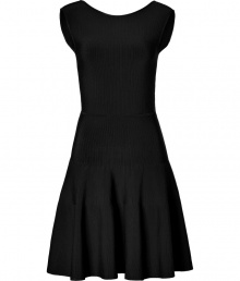 A plunging back and a full, pleated skirt make this elegant black Issa cocktail dress a new essential for evenings out - A contemporary take on a classic, in an ultra-flattering,  finely ribbed rayon and spandex knit -  Fitted, sleeveless bodice with wide, round neckline and skinny, waist-cinching decorative panel - A-line skirt hits above the knee - Zips at back - Polished to perfection, perfect for parties, cocktails, openings and dinners - Pair with a luxe clutch and strappy sandals or platform pumps