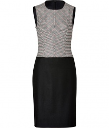 Immaculately tailored with a sculpted bodice and jet black skirt, Derek Lams houndstooth shift is an exquisitely sophisticated choice perfect for shaping up your work to cocktails look - Round neckline, sleeveless, black trim, sculpted bodice, hidden back zip, kick pleat - Tailored fit - Team with statement heels and a bright handbag for work to cocktails chic Immaculately tailored with a sculpted bodice and jet black skirt, Derek Lams houndstooth shift is an exquisitely sophisticated choice perfect for shaping up your work to cocktails look - Round neckline, sleeveless, black trim, sculpted bodice, hidden back zip, kick pleat - Tailored fit - Team with statement heels and a bright handbag for work to cocktails chic