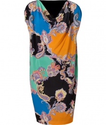 With its bold coloring and iconic paisley print, Etros draped dress is a chic and easy choice for dressing up daytime looks - Draped neckline, cap sleeves, ruched shoulders, pull-over style - Loosely draped fit - Wear with a thin leather belt and just as bright accessories