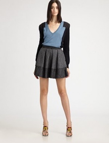 Fine-knit cotton in a colorblocked design, accented with woven patches at the shoulders and elbows.V necklineLong sleeves with rib-knit cuffsWoven shoulder and elbow patchesRib-knit hemlineCottonDry cleanMade in Italy of imported fabricModel shown is 5'11 (180cm) wearing US size Small. Fine-knit cotton in a colorblocked design, accented with woven patches at the shoulders and elbows.V necklineLong sleeves with rib-knit cuffsWoven shoulder and elbow patchesRib-knit hemlineCottonDry cleanMade in Italy of imported fabricModel shown is 5'11 (180cm) wearing US size Small.