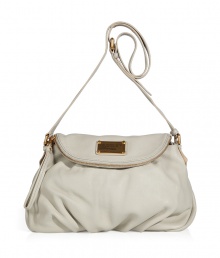 Finish your look on an effortless cool note with Marc by Marc Jacobs ultra versatile slouchy leather flap-over Natasha bag - Front flap pocket with logo plaque and zip, magnetic snap underneath, slouchy shape, adjustable shoulder strap, logo lining, zippered back wall pocket, 2 front wall slit pockets - Perfect for everyday use or for off-duty casual ensembles Finish your look on an effortless cool note with Marc by Marc Jacobs ultra versatile slouchy leather flap-over Natasha bag - Front flap pocket with logo plaque and zip, magnetic snap underneath, slouchy shape, adjustable shoulder strap, logo lining, zippered back wall pocket, 2 front wall slit pockets - Perfect for everyday use or for off-duty casual ensembles