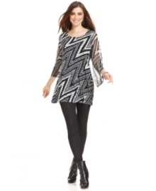 Modernize your look with this sleek zigzag-print tunic from Style&co. Pair it with black leggings and booties for a chic silhouette!