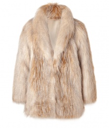 Make a dramatic statement on style in Juicy Coutures ultra glamorous faux fur coat, tinted in neutral tonal blonde coloring for a luxe look guaranteed to make an impact - Shawl collar, V-neckline, long sleeves, open front, side slit pockets - Feminine straight silhouette - Wear as a chic finish to tissue tees, leather leggings and stand-out ankle boots Make a dramatic statement on style in Juicy Coutures ultra glamorous faux fur coat, tinted in neutral tonal blonde coloring for a luxe look guaranteed to make an impact - Shawl collar, V-neckline, long sleeves, open front, side slit pockets - Feminine straight silhouette - Wear as a chic finish to tissue tees, leather leggings and stand-out ankle boots