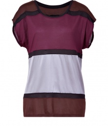 An easy way to wear color, Steffen Schrauts silk trimmed top is a contemporary cool choice perfect for building chic layered looks - Rounded neckline, draped dolman short sleeves - Oversized, easy fit - Wear with camis and leather leggings, or tucked into pencil skirts with statement heels