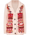 With a folkloric-inspired knit, this chunky multicolored cardigan from Paul & Joe Sister is a vibrant addition to your cold weather basics - Spread notched collar, long sleeves, front button placket, patch pockets, front multicolored pattern, ribbed trim, chunky knit - Easy straight fit - Style with skinny jeans, a long sleeve tee, and embellished ballet flats