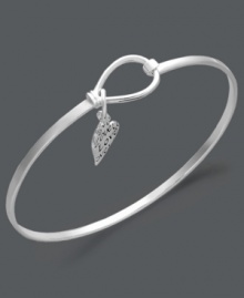 All you need in life is love. This inspirational bangle features a loop and hook design and a dangling heart-shaped charm engraved with the word Love. Crafted in sterling silver. Approximate diameter: 2-1/2 inches. Approximate charm size: 1/3 inch. All you need in life is love. This inspirational bangle features a loop and hook design and a dangling heart-shaped charm engraved with the word Love. Crafted in sterling silver. Approximate diameter: 2-1/2 inches. Approximate charm size: 1/3 inch.