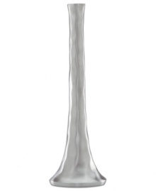 Handcrafted in aluminum alloy with an organic shape and brushed finish, the Dimension candlestick from Donna Karan Lenox lends a serene, dreamy quality to modern settings.