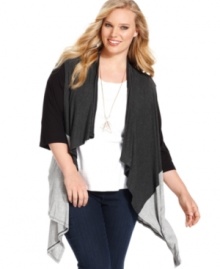 Add an on-trend layer to your look with Cha Cha Vente's colorblocked plus size cardigan-- it's a must-have for the season!