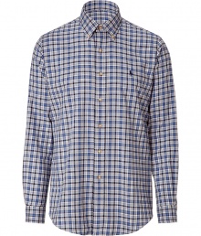 Classic blue and navy twill custom fit shirt - This slim tailored shirt is a great modern take on the traditional dress shirt - On-trend plaid pattern with small polo logo on chest - Pair with slim trousers, a blazer, and motorcycle boots for grunge-meets-preppy - Try with jeans and a chunky wool cardigan Classic blue and navy twill custom fit shirt - This slim tailored shirt is a great modern take on the traditional dress shirt - On-trend plaid pattern with small polo logo on chest - Pair with slim trousers, a blazer, and motorcycle boots for grunge-meets-preppy - Try with jeans and a chunky wool cardigan