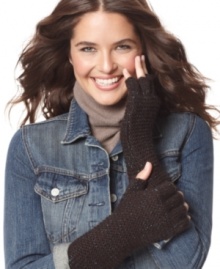 Twinkle, twinkle, all winter long. Steve Madden lights up these adorably funky gloves with metallic threading. With its open thumb and half-finger design, you'll be free to text while staying toasty and chic. Twinkle, twinkle, all winter long. Steve Madden lights up these adorably funky gloves with metallic threading. With its open thumb and half-finger design, you'll be free to text while staying toasty and chic.