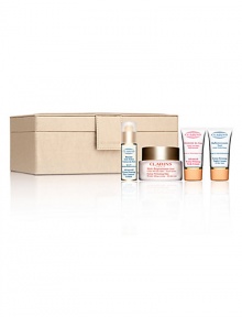 Four firming treatments work together to tighten and define facial features-visibly reducing the signs of aging with unrivaled results. Includes full sizes of Extra-Firming Day Cream and Advanced Extra-Firming Eye Contour Cream plus travel sizes of Extra-Firming Night Cream and Advanced Extra-Firming Neck Cream. Four firming treatments work together to tighten and define facial features-visibly reducing the signs of aging with unrivaled results. Includes full sizes of Extra-Firming Day Cream and Advanced Extra-Firming Eye Contour Cream plus travel sizes of Extra-Firming Night Cream and Advanced Extra-Firming Neck Cream.
