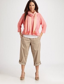 A boxy linen knit with classic ribbed details offering easy, everyday style.BoatneckThree-quarter sleevesRibbed detailsPull-on styleAbout 23 from shoulder to hemLinenDry cleanImported