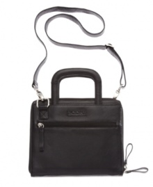 iPad perfect. This versatile bag by Bodhi serves as a crossbody and briefcase, all in one! Crafted in luxe Italian leather, this pick-up-and-go bag is perfect for toting your favorite new gadget to and fro.