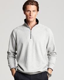 When the course gets blustery, keep your look in play with this comfortable pullover from Bobby Jones. When the course gets blustery, keep your look in play with this comfortable pullover from Bobby Jones.