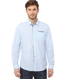 Lighten up. Get the comfort and style you crave with this long-sleeved shirt from Buffalo David Bitton.