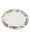 Mixing modern porcelain with antiqued blooms, the Lenox Silver Applique platter has a fresh, romantic style all its own. With platinum banding to elevate Thanksgiving turkeys and anniversary dinners with unforgettable elegance. Qualifies for Rebate