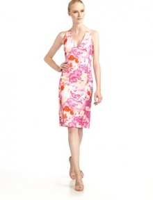 THE LOOKBright watercolor abstract floral printStretch cotton with a subtle sheenDeep V necklineSleevelessSide panel constructionBack zip closureHigh back slitTHE FITAbout 40 from shoulder to hemTHE MATERIAL95% cotton/5% elastaneFully linedCARE & ORIGINDry cleanMade in Italy THE LOOKBright watercolor abstract floral printStretch cotton with a subtle sheenDeep V necklineSleevelessSide panel constructionBack zip closureHigh back slitTHE FITAbout 40 from shoulder to hemTHE MATERIAL95% cotton/5% elastaneFully linedCARE & ORIGINDry cleanMade in Italy