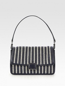 Textured raffia and smooth leather trim combine beautifully in this versatile, nautical-inflected style. Detachable leather shoulder strap, 7½ dropTop handle, 6 dropFlap top closureOne inside zip pocketTwo inside open pocketsLogo-printed lining12W X 7¼H X 3DImported Textured raffia and smooth leather trim combine beautifully in this versatile, nautical-inflected style. Detachable leather shoulder strap, 7½ dropTop handle, 6 dropFlap top closureOne inside zip pocketTwo inside open pocketsLogo-printed lining12W X 7¼H X 3DImported