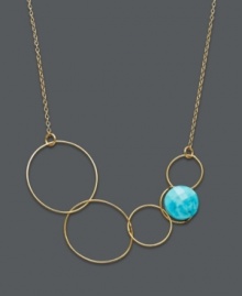 Bold, breezy, and completely chic. Studio Silver's delicate pendant necklace combines a chic, contemporary design with a bright stone accent in simulated turquoise. Crafted from 18k gold over sterling silver. Approximate length: 16 inches. Approximate drop: 3 inches.