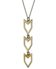 Add a hint of Southwestern appeal. Studio Silver's Chevron pendant features an edgy design of cut-out arrowheads. Set in 18k gold over sterling silver. Approximate length: 20 inches. Approximate drop: 2 inches. Add a hint of Southwestern appeal. Studio Silver's Chevron pendant features an edgy design of cut-out arrowheads. Set in 18k gold over sterling silver. Approximate length: 20 inches. Approximate drop: 2 inches.