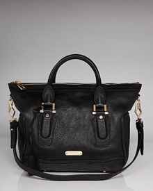 Versatility gets a hint of luxury from Burberry. This leather satchel is designed with top handles and a zip-top closure that makes it a perfect choice for chic days. Versatility gets a hint of luxury from Burberry. This leather satchel is designed with top handles and a zip-top closure that makes it a perfect choice for chic days.